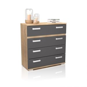 Cómoda chifonier amplia de 4 cajones 89x89,6 cm ataneq cambria - grafito
