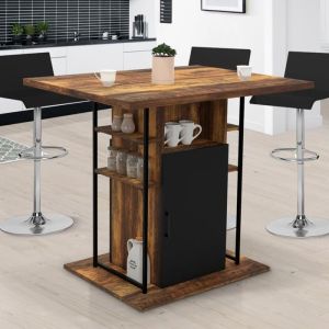 Isla central vintage negra de madera oscura - 110 cm