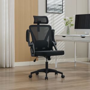 Silla oficina ergonómica malla negra con soporte lumbar