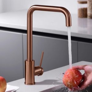 Imex - grifo monomando de cocina alto oro rosa serie loira