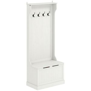 Perchero zapatero 71.5x39.5x170 cm mdf color blanco Homcom