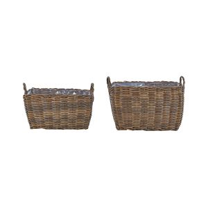 Conjunto de 2 macetas de mimbre ormos 53/59 cm ratán sintético marrón