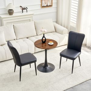 Conjunto de mesa redonda nogal y negro con 2 sillas