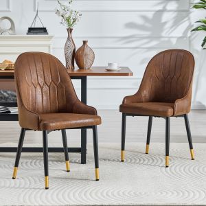 Sillas de comedor tela marrón y negro set de 2