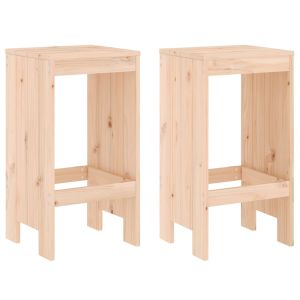 vidaXL taburetes altos de cocina 2 uds madera maciza pino 40x36x75 cm