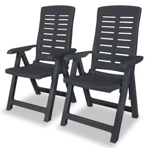 vidaXL sillas de jardín reclinables plástico gris antracita 2 unidades