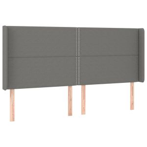 vidaXL cabecero con orejas de tela gris oscuro 183x16x118/128 cm