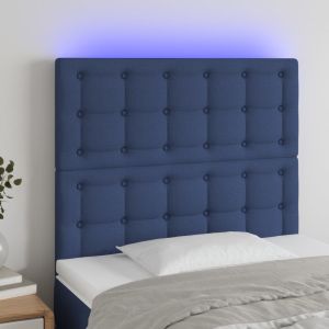 Cabecero con luces LED tela azul 80x5x118/128 cm eso6080