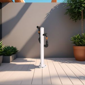 Fuente de jardín blanca de aluminio con conexión lateral y accesorios inclu