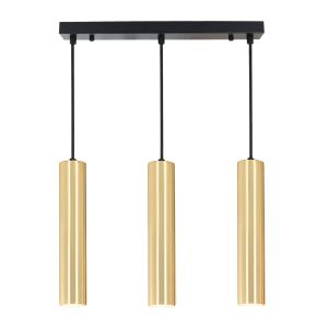 Lámpara colgante triple minimalista en metal dorado mate 30 cm gu10