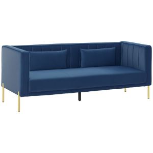 Sofá 3 plaza 194.5x76x76 cm terciopelo color azul Homcom