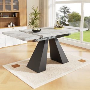 Mesa de comedor extensible cocina/oficina mdf gris+negro 77x99-159x74cm