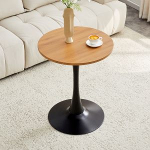 Mesa auxiliar redonda para salón comedor mdf madera y negro 72x60x60cm
