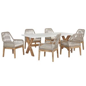 Conjunto de comedor exterior 6 plazas olbia con cojines beige