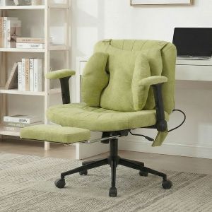 Silla oficina giratoria tela verde con soporte lumbar ajustable