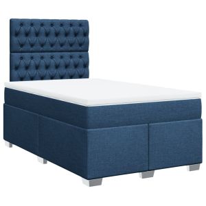 vidaXL cama box spring con colchón tela azul 120x200 cm