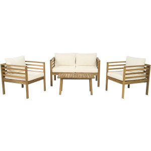 Conjunto de jardín de madera con cojines incluidos <<beckham>> - 4 plazas -