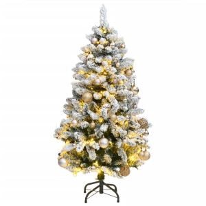 vidaXL árbol navidad artificial con bisagras 150 LED y bolas 120 cm