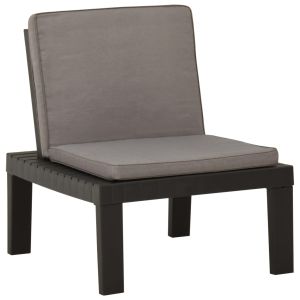 vidaXL silla de jardín con cojín plástico gris