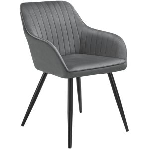 Silla de comedor, efecto terciopelo, 58 x 62 x 82 cm gris/negro