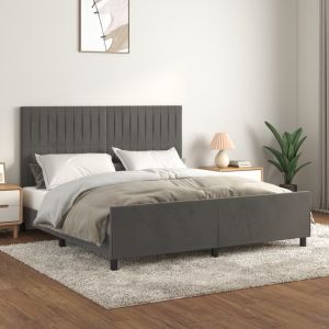 Cama con cabecero terciopelo gris oscuro 180x200 cm reg9855