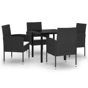vidaXL juego de comedor para jardín 5 piezas negro