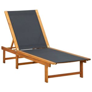 vidaXL tumbona de madera maciza de acacia y textileno