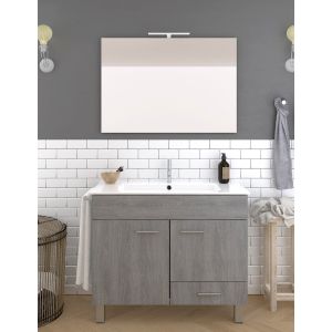 Mueble de baño samos, lavabo y espejo 70x45cm roble smoky