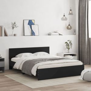 Cama con cabecero negra 140x190 cm es5823