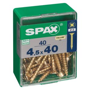 Caja 40 unid. Tornillo madera cabeza plana yellox 4,5x40mm