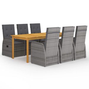 vidaXL juego de comedor para jardín de 7 piezas gris