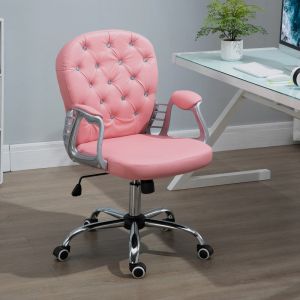 Silla de oficina pu rosa ergonómica altura regulable 59.5x60.5x93-103cm