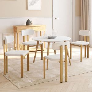 Idmarket lote de 4 sillas de comedor esma en bouclé blanco