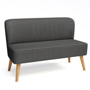Sofá de 2 plazas de terciopelo acanalado gris de 119 cm