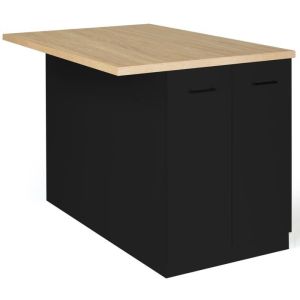 Isla central negra - encimera de haya - 120 cm