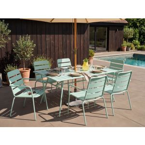 Conjunto de comedor exterior 6 plazas terenzo metal verde menta
