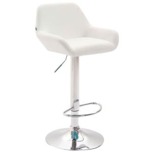 Taburete de bar ajustable - blanco - 89-109 cm