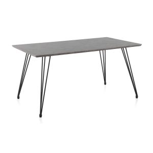 Mesa de melamina con efecto cemento y patas de metal, 160x90cm