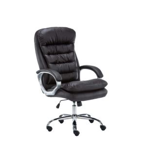 Silla de oficina robusta - similicuero marrón - 68 cm