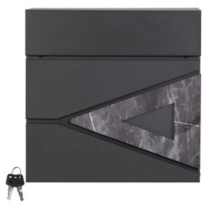 Buzón 37x36,5x11 cm antracita/negro aspecto mármol acero ml-design
