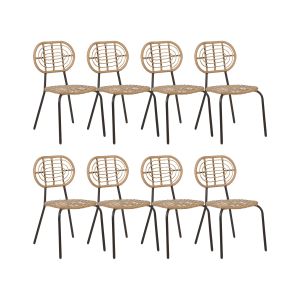 Conjunto de 8 sillas pratello ratán sintético natural