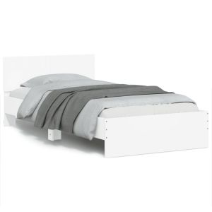 Cama con cabecero y luces LED blanco 100x200 cm reg8581