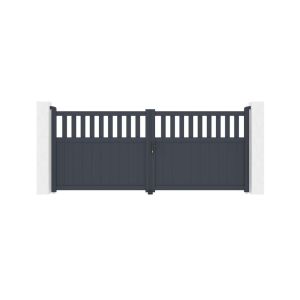 Puerta batiente regulable ancho 3,4m santis h.140cm aluminio gris