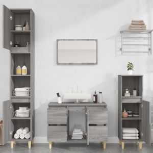 Juego de muebles de baño de 3 piezas – acabado en madera gris sonoma