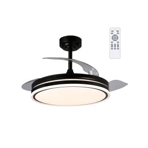 Ventilador de techo retráctil con luz LED 72w perla negro cct dim ø106cm