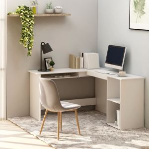 Escritorio forma de l madera contrachapada blanco 120x140x75 cm