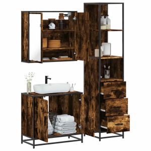 Set de muebles baño 3 pzas madera contrachapada roble ahumado esb3507