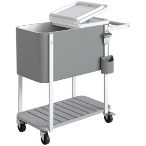 Carrito nevera 84x38x83 cm plástico, acero color gris Outsunny