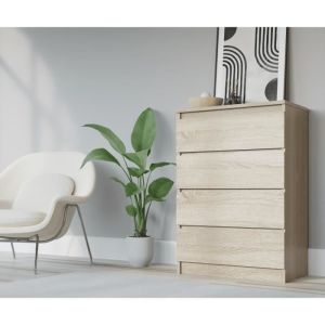 Cómoda 4 cajones - roble sonoma - 70 x 39 x 101 cm