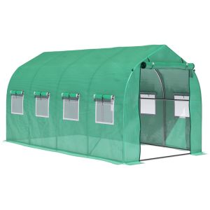 Invernadero de túnel 395x195x198 cm pe, metal galvanizado color verde